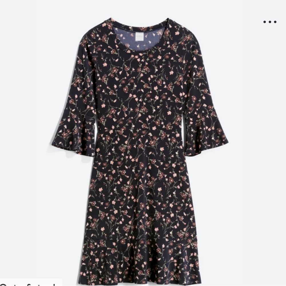 Kaileigh Floral Midi Dress - Navy and Pink